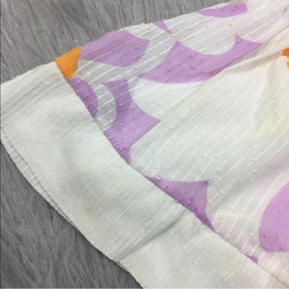 Vintage Handmade 60s Toddler Girls Drop Waist Swiss Dot Purple Orange Dress